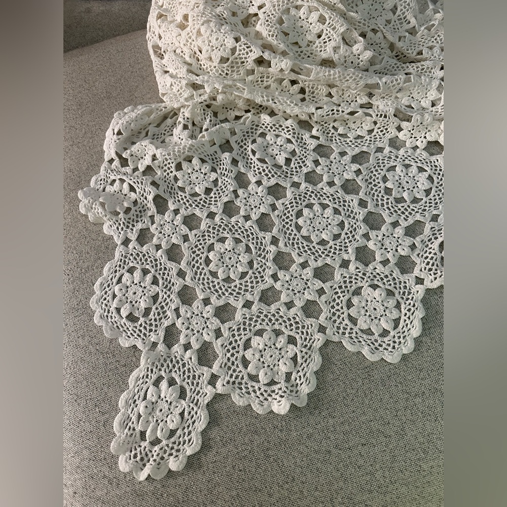 Handmade crochet bed spread, tablecloth